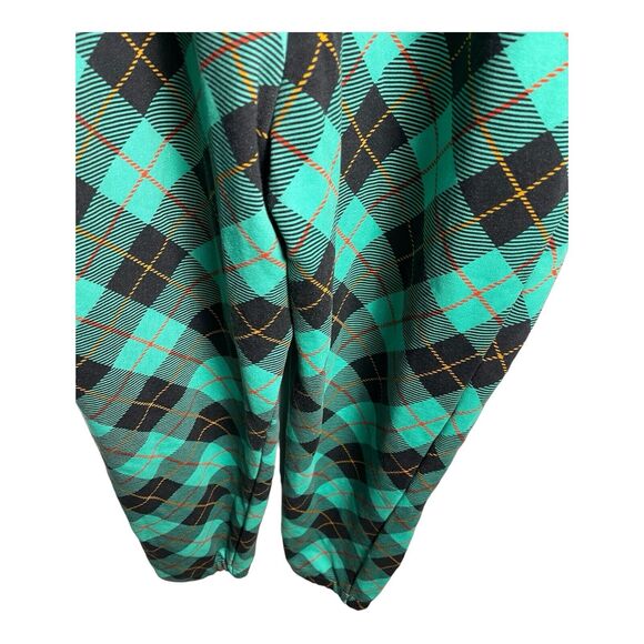 Shinesty Green & Black FrenchTerry Cloth Plaid‎ Overalls Size XL 90s Vibes - Picture 7 of 15